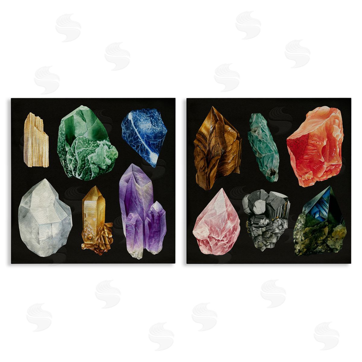 Various Gemstones on Black Canvas Wall Art, Home Decor by Grace Popp