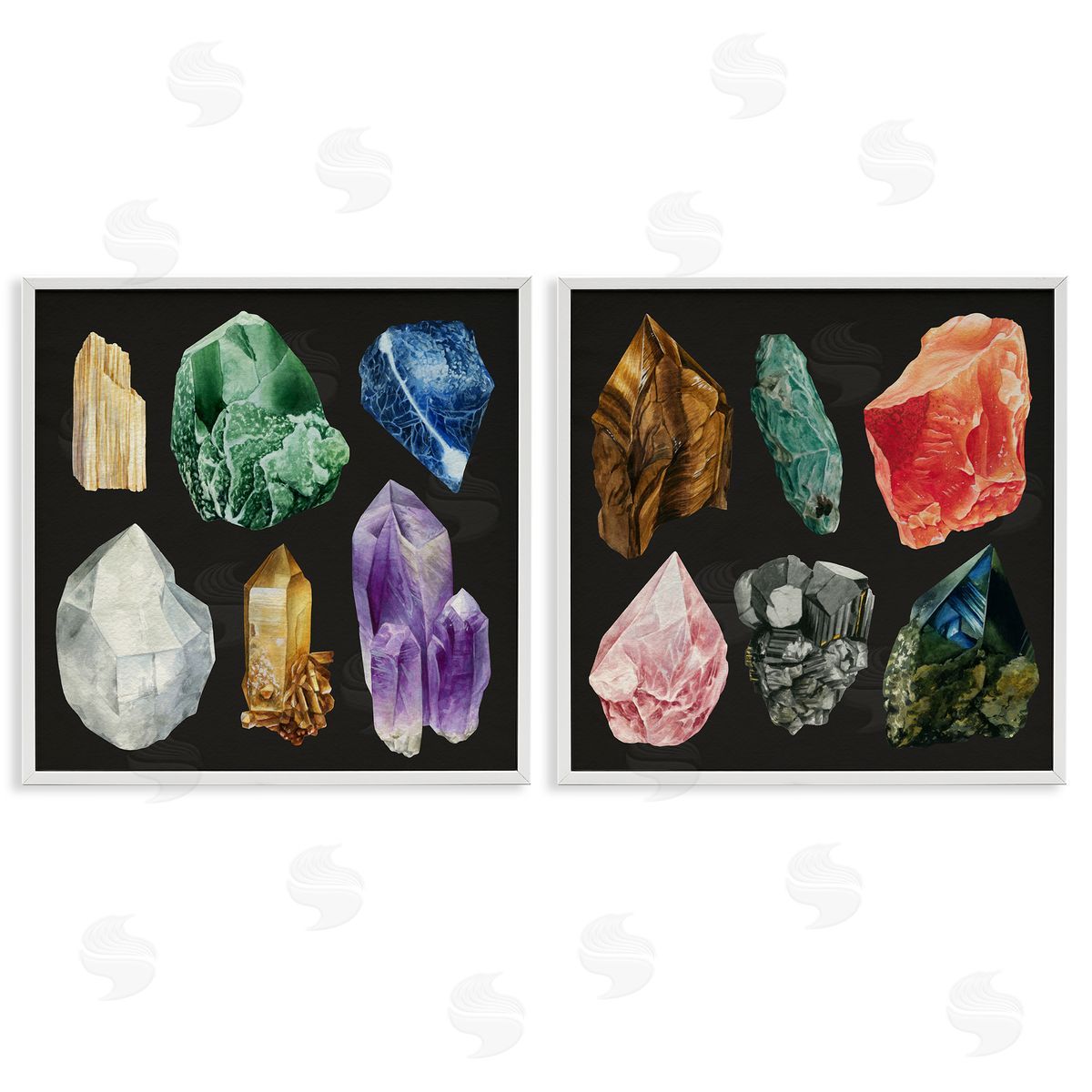 Various Gemstones on Black White Frame Print Wall Art, Home Decor by Grace Popp