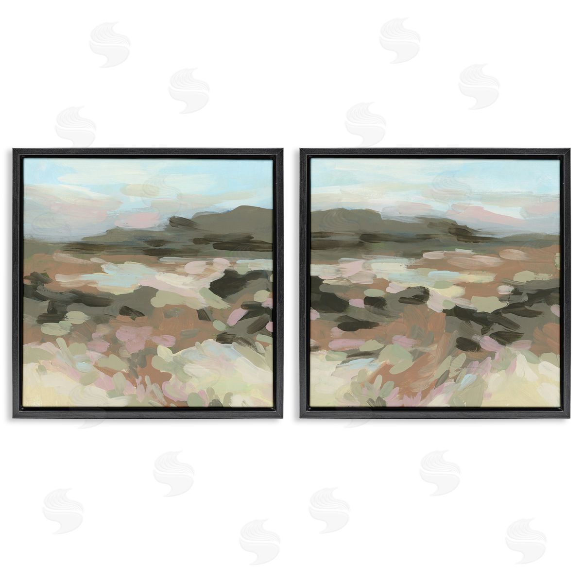 Desert Impression Abstraction Black Floating Frame Canvas Wall Art, Home Decor by June Erica Vess