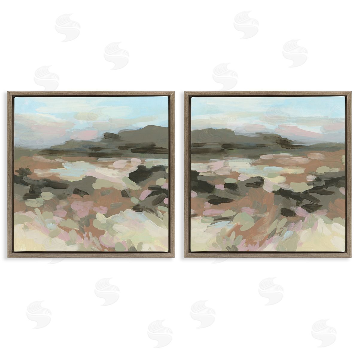 Desert Impression Abstraction Brown Floating Frame Canvas Wall Art, Home Decor by June Erica Vess