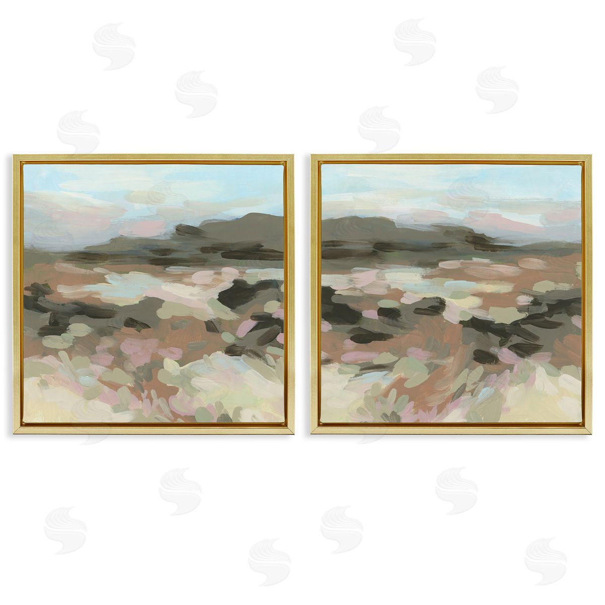 Desert Impression Abstraction Gold Floating Frame Canvas Wall Art, Home Decor by June Erica Vess