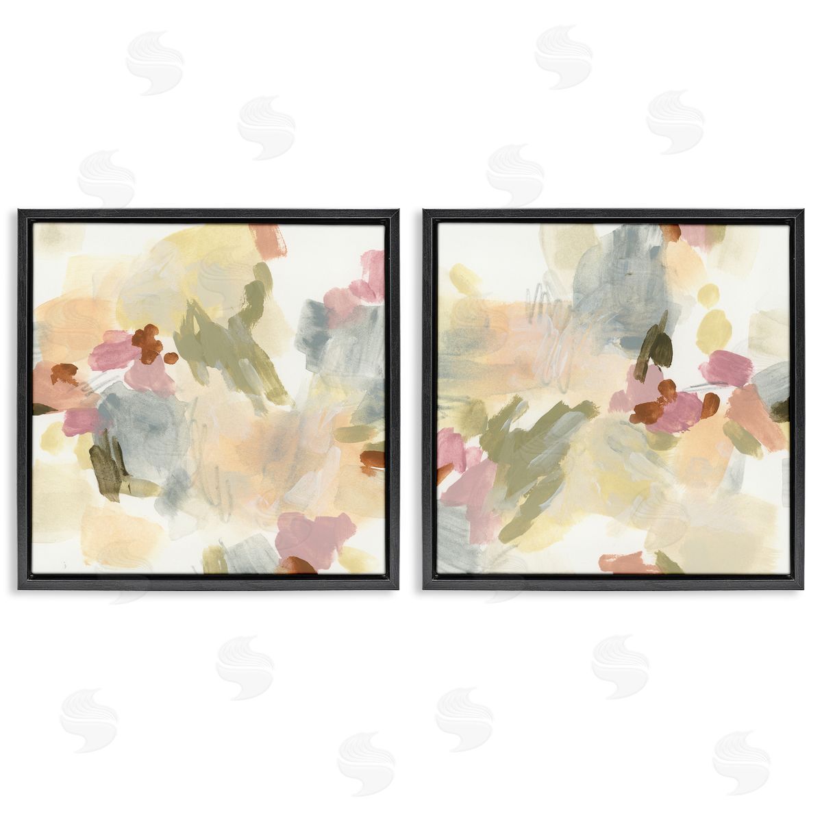 Restless Abstract Splotches Black Floating Frame Canvas Wall Art, Home Decor by June Erica Vess