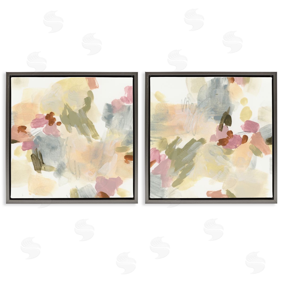 Restless Abstract Splotches Grey Floating Frame Canvas Wall Art, Home Decor by June Erica Vess