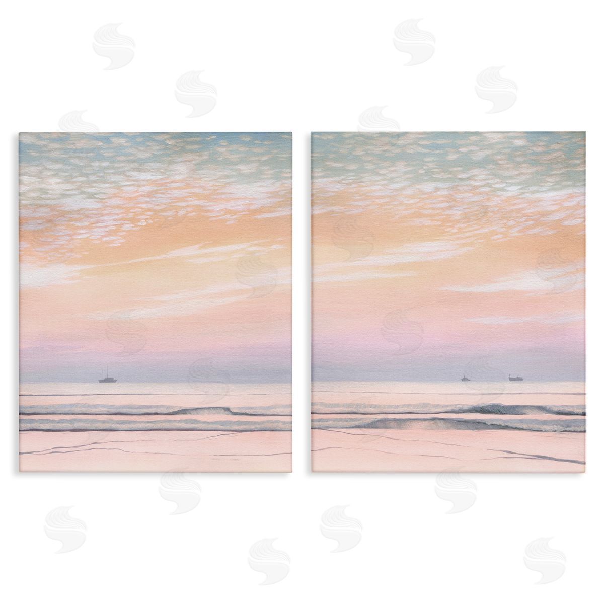 Peachy Coastal Sunrise Canvas Wall Art, Home Decor by Grace Popp