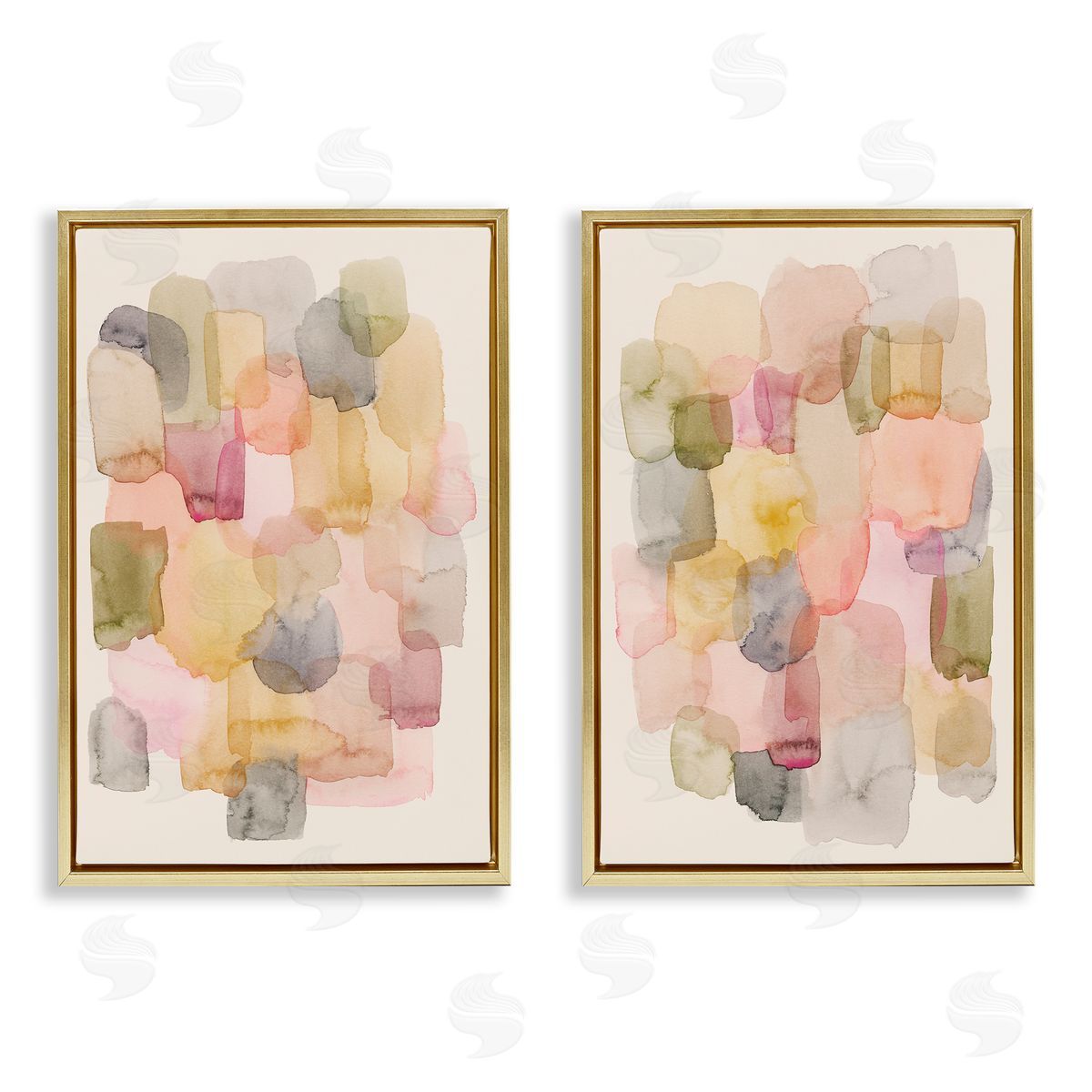 Muted Layered Neutrals Gold Floating Frame Canvas Wall Art, Home Decor by Grace Popp