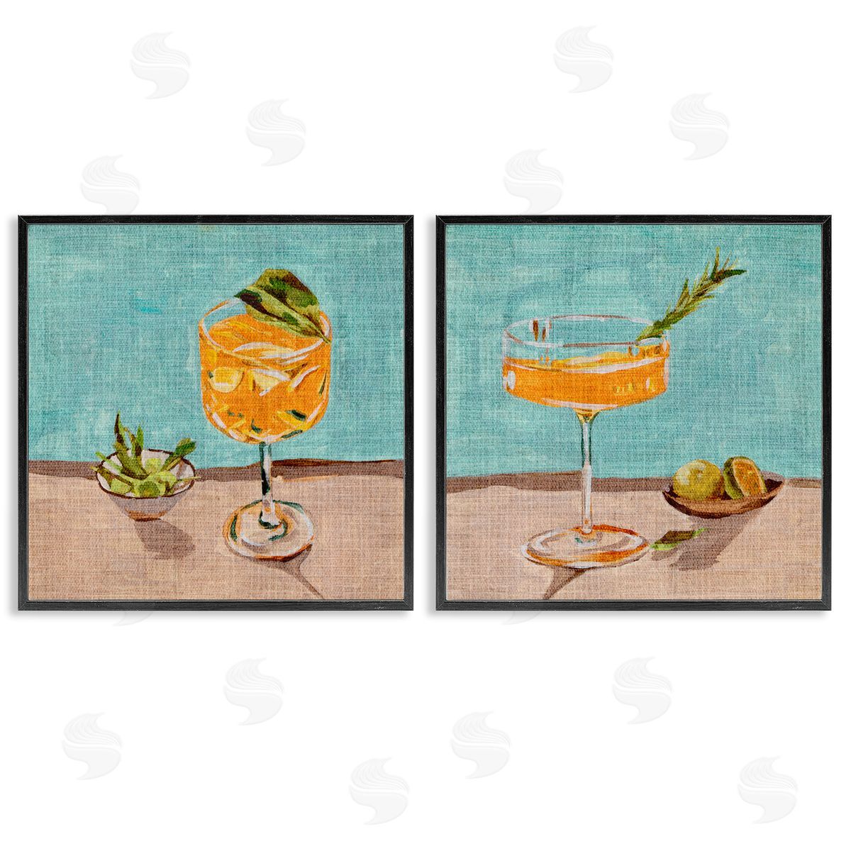 Orange Cocktail Still Lifes Black Frame Print Wall Art, Home Decor by Melissa Wang