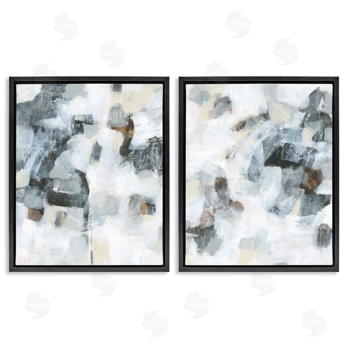 Grey Faded Abstraction Black Floating Frame Canvas Wall Art, Home Decor by June Erica Vess
