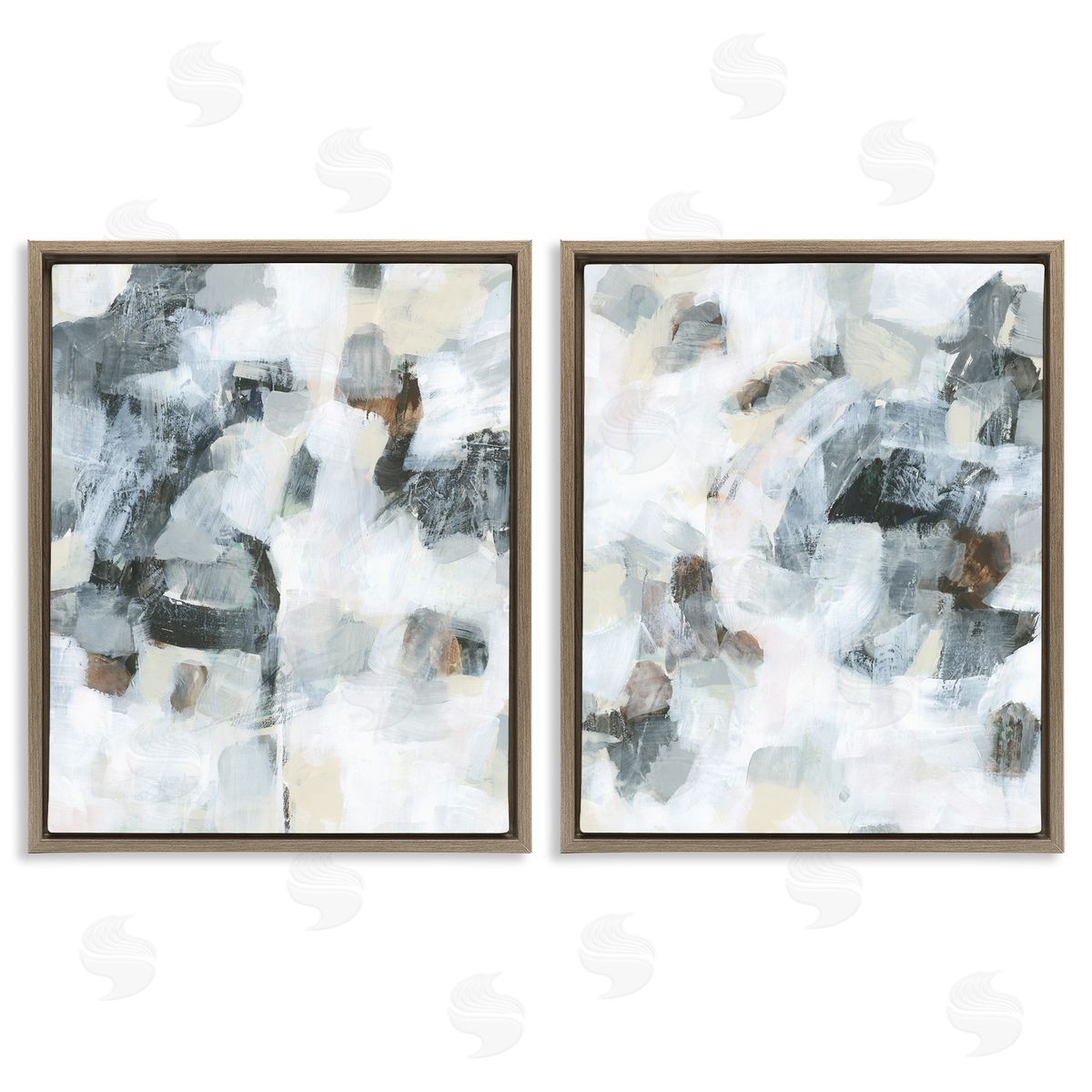 Grey Faded Abstraction Brown Floating Frame Canvas Wall Art, Home Decor by June Erica Vess