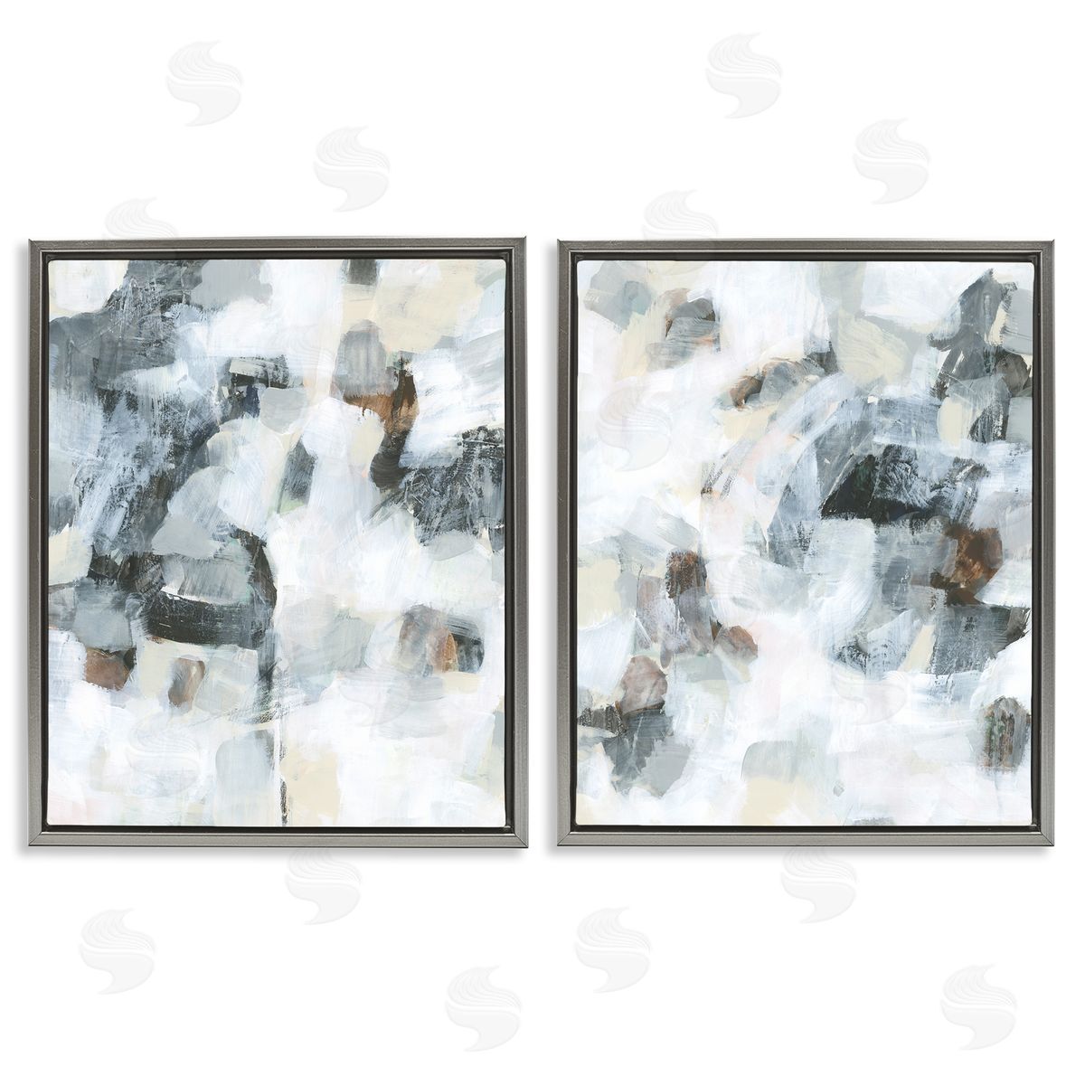 Grey Faded Abstraction Grey Floating Frame Canvas Wall Art, Home Decor by June Erica Vess