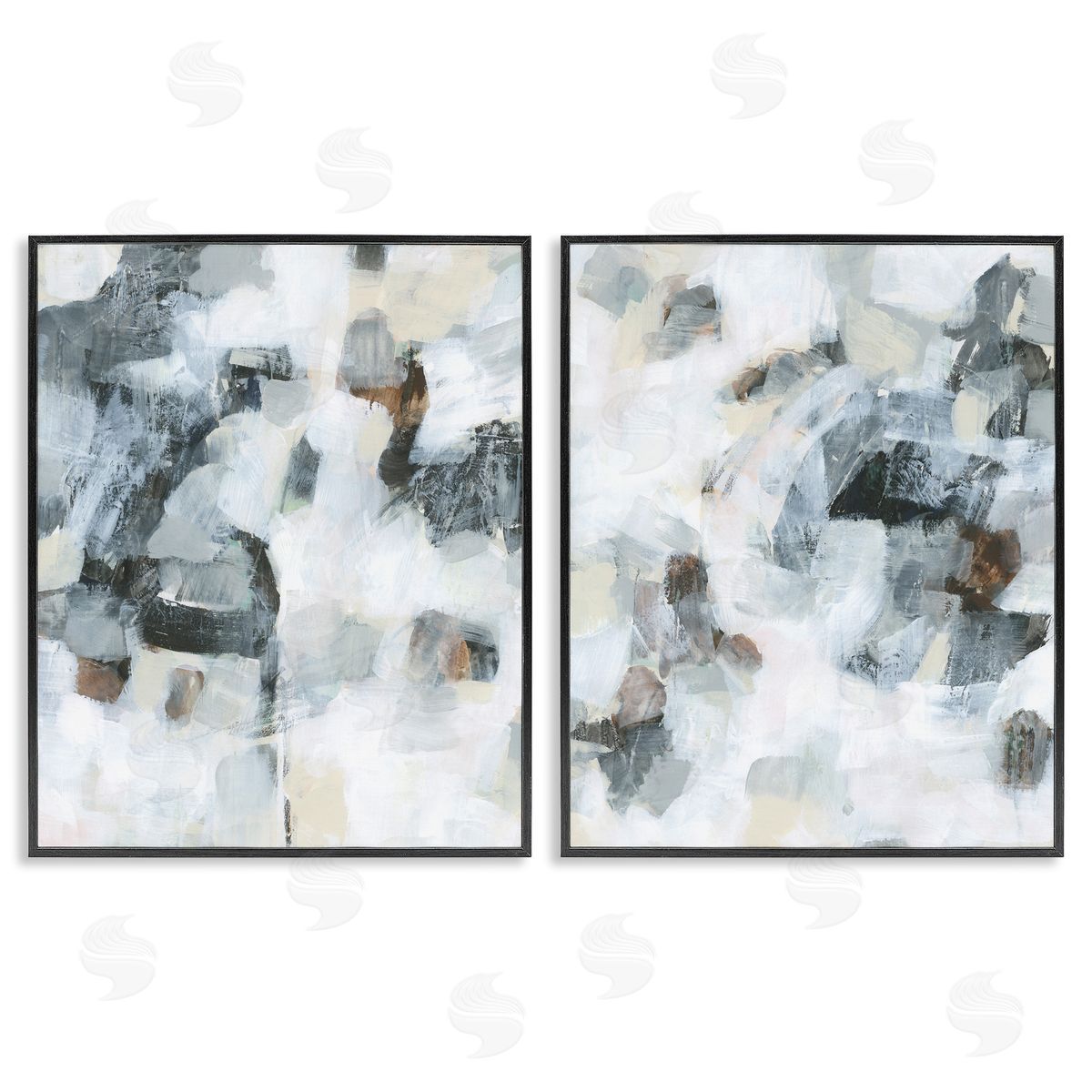 Grey Faded Abstraction Black Frame Print Wall Art, Home Decor by June Erica Vess