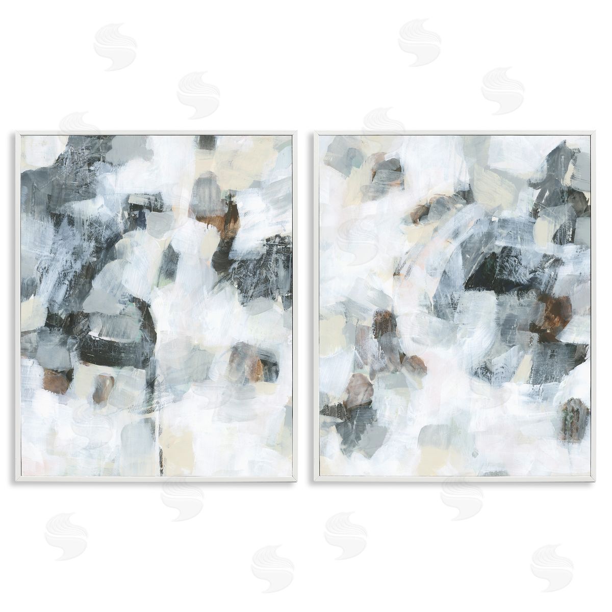 Grey Faded Abstraction White Frame Print Wall Art, Home Decor by June Erica Vess