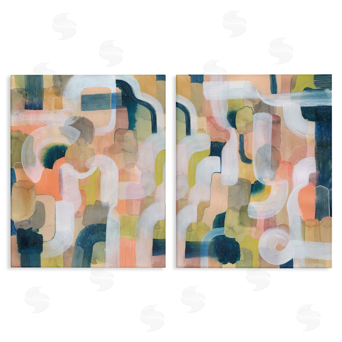 Curved Retro Abstraction Canvas Wall Art, Home Decor by Grace Popp