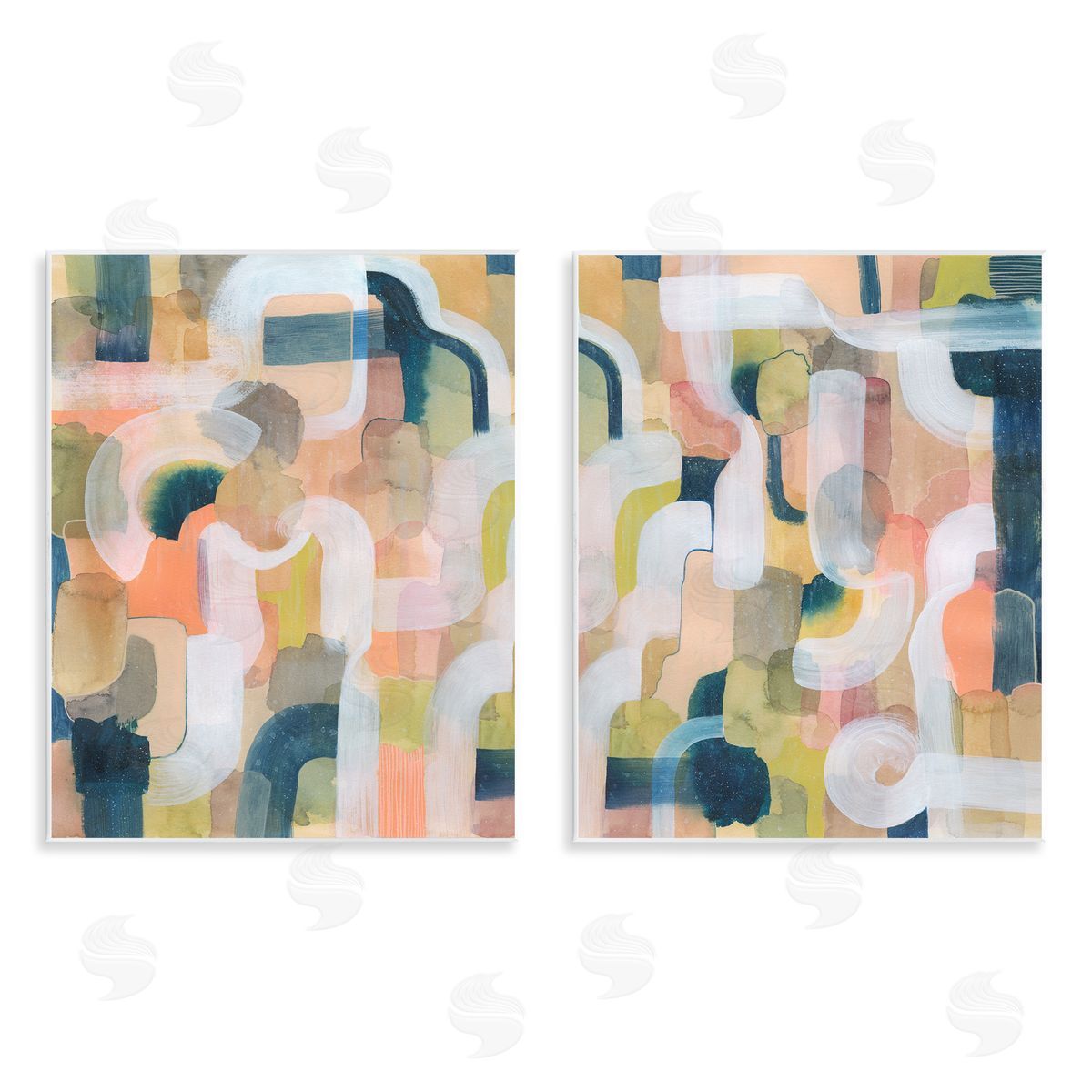 Curved Retro Abstraction Wood Plaque Wall Art, Home Decor by Grace Popp
