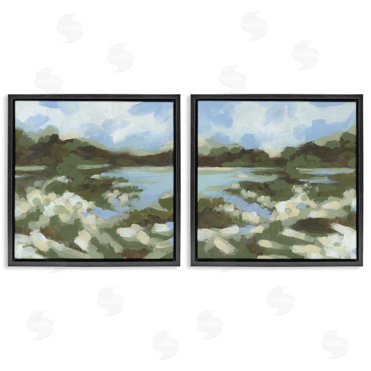 Vivid Impressionist Landscape Black Floating Frame Canvas Wall Art, Home Decor by June Erica Vess