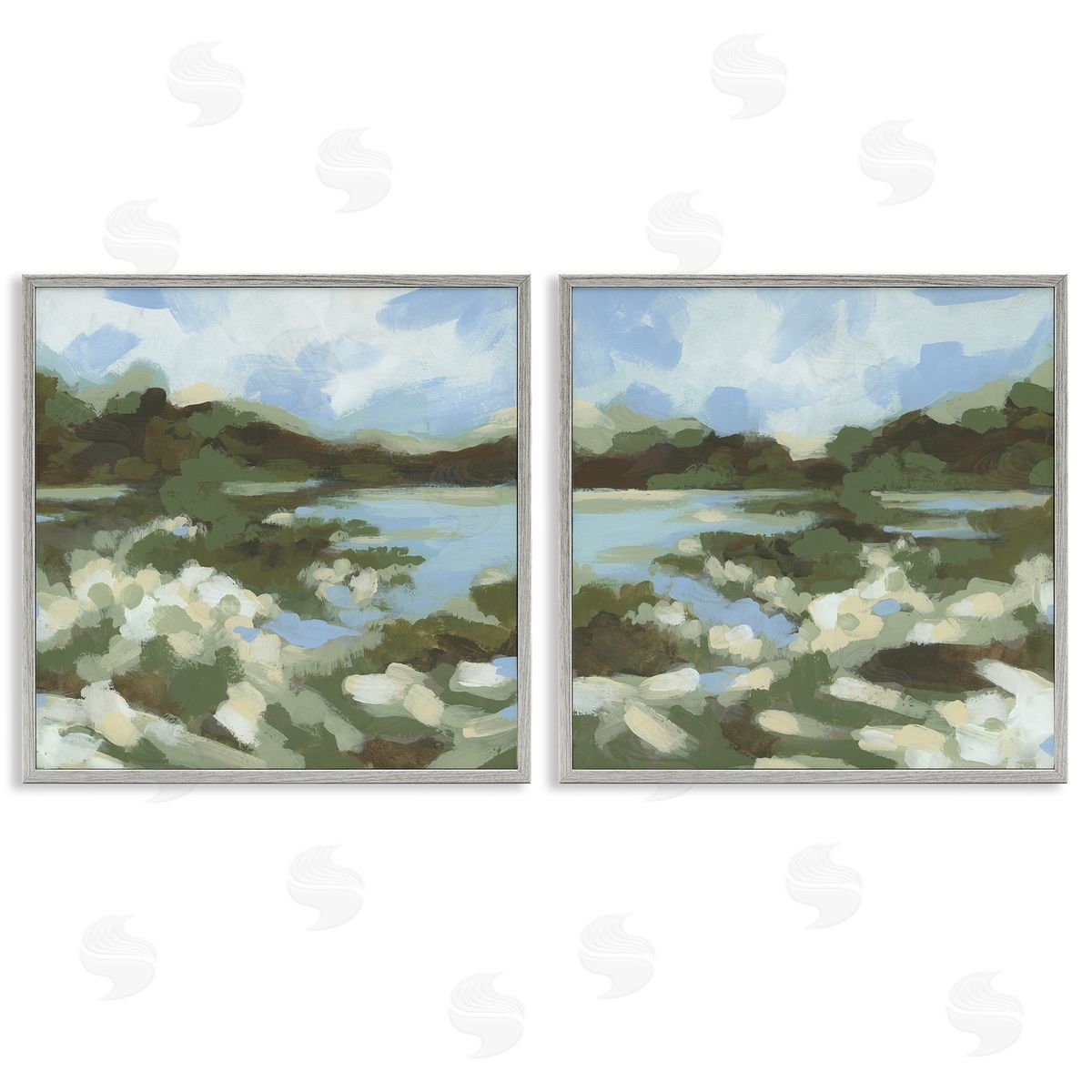 Vivid Impressionist Landscape Grey Frame Print Wall Art, Home Decor by June Erica Vess