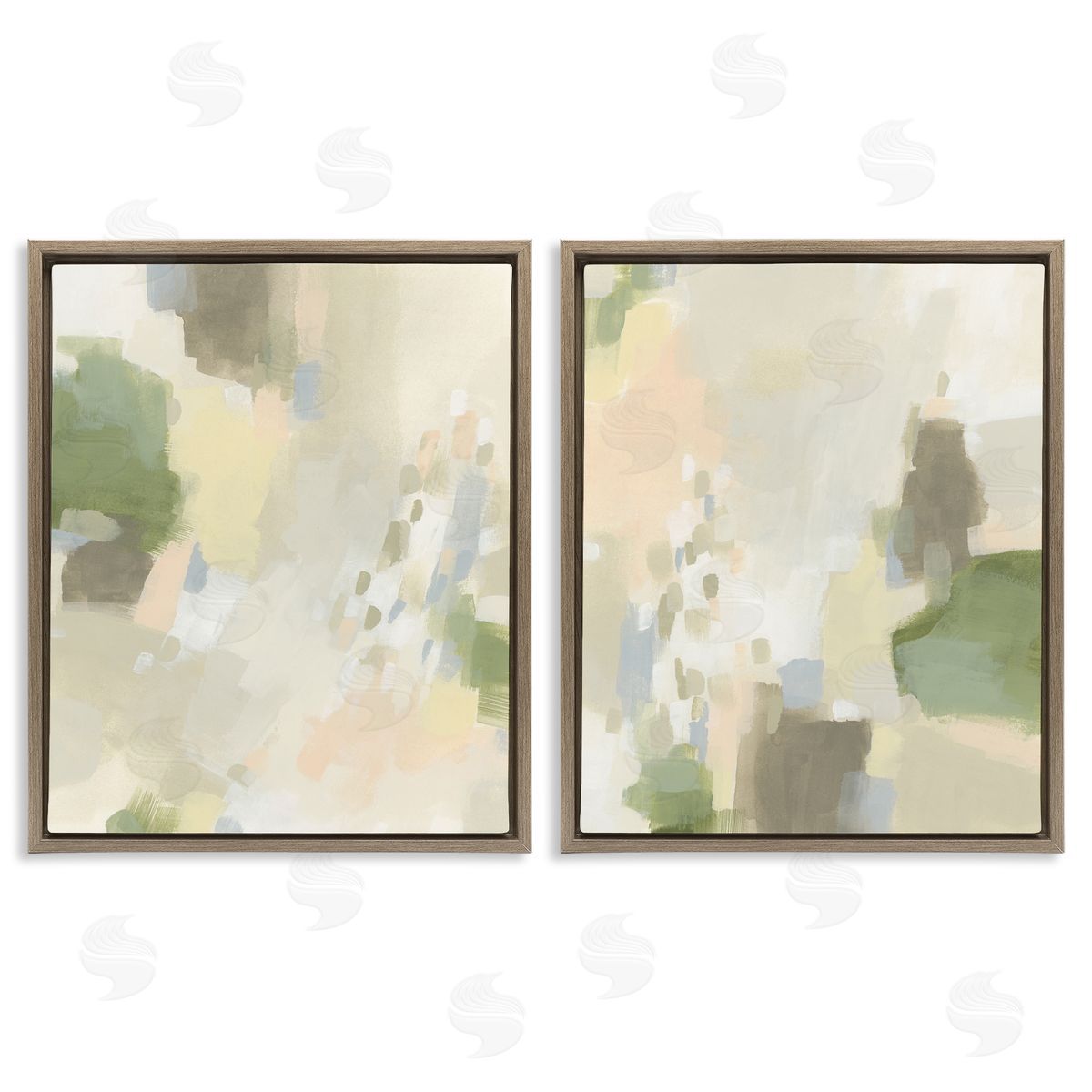Beige Abstract with Speckles Brown Floating Frame Canvas Wall Art, Home Decor by June Erica Vess