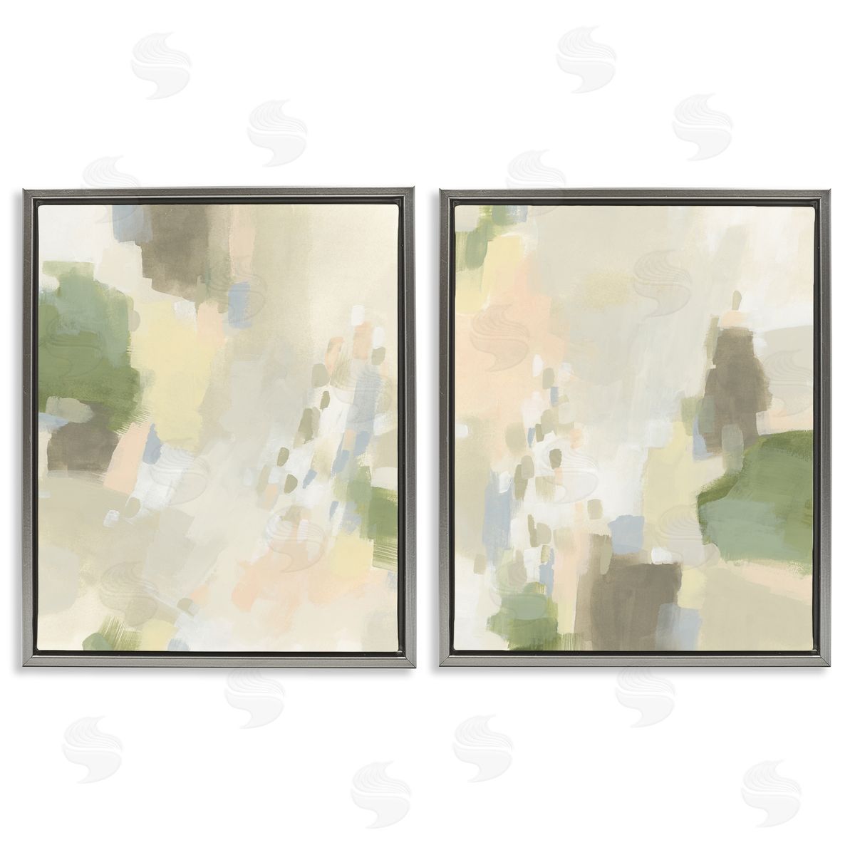 Beige Abstract with Speckles Grey Floating Frame Canvas Wall Art, Home Decor by June Erica Vess