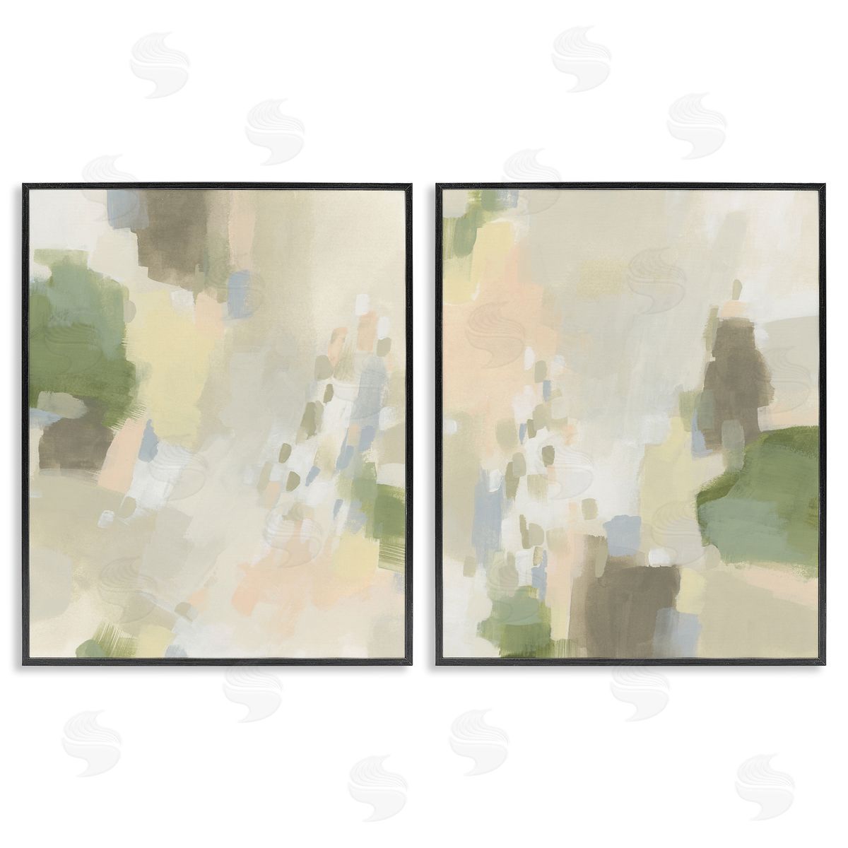 Beige Abstract with Speckles Black Frame Print Wall Art, Home Decor by June Erica Vess