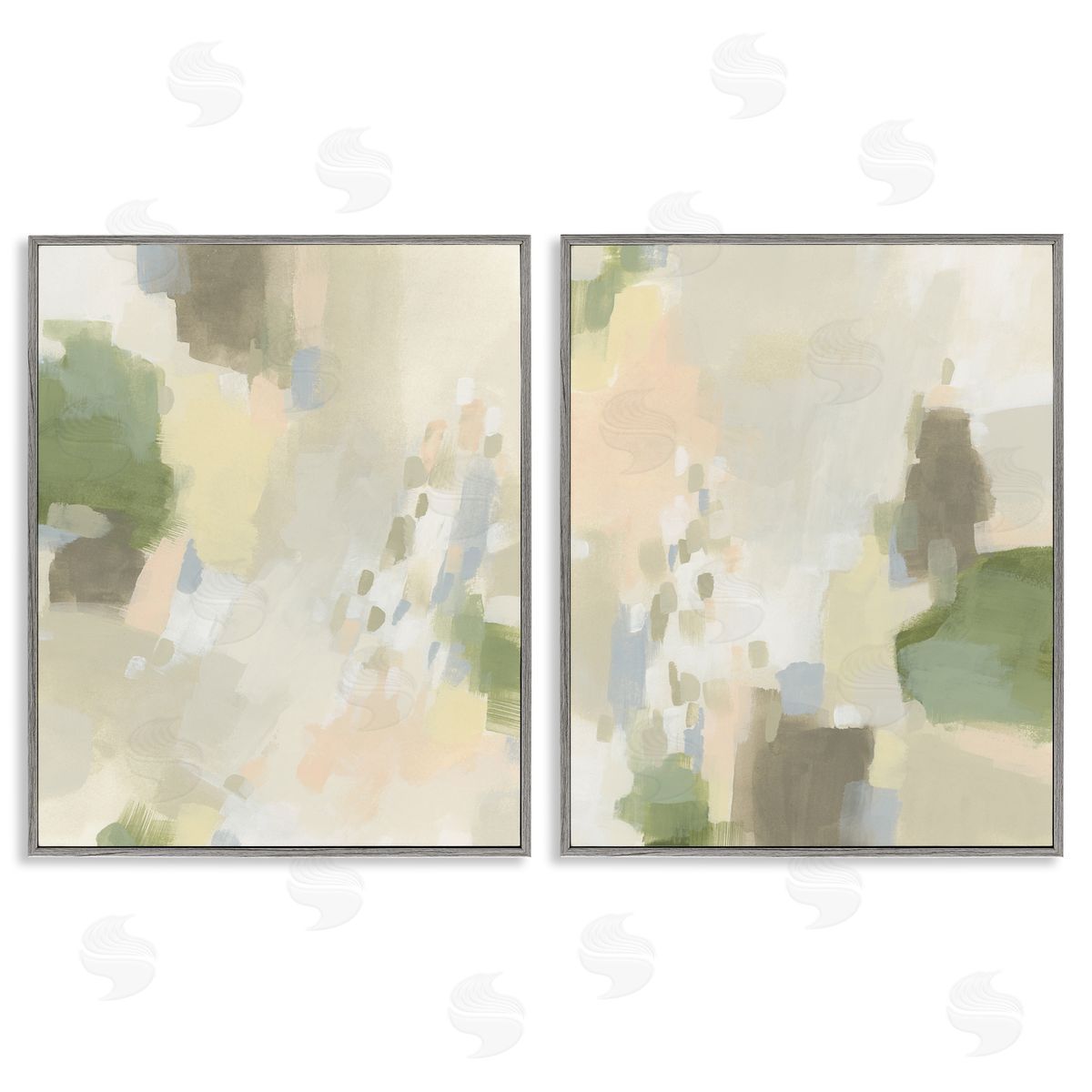 Beige Abstract with Speckles Grey Frame Print Wall Art, Home Decor by June Erica Vess