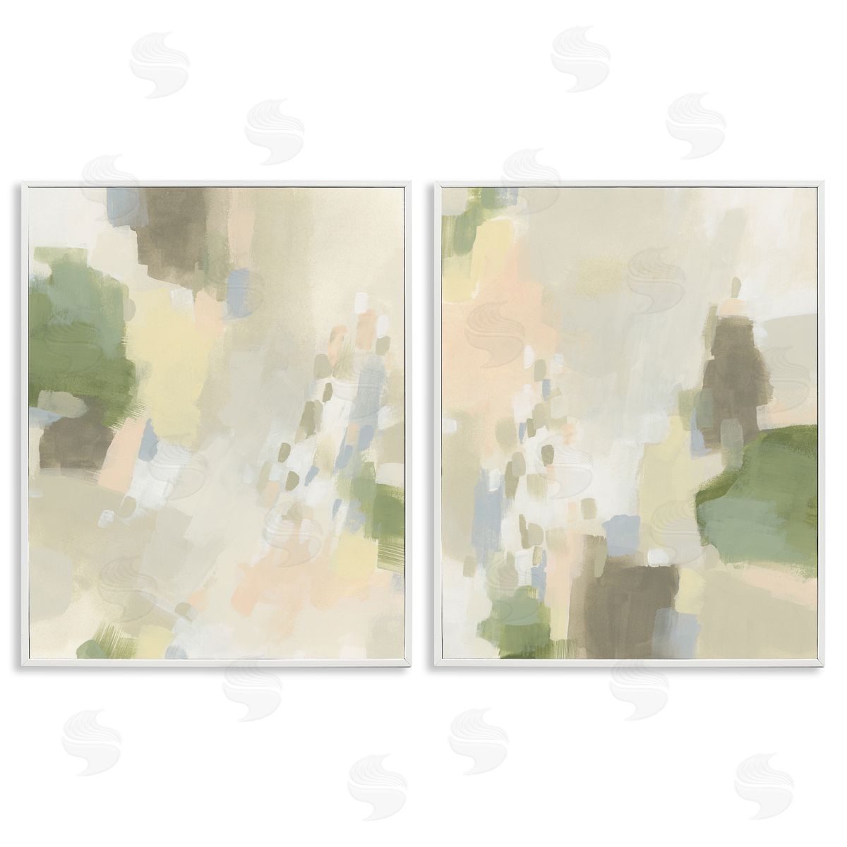 Beige Abstract with Speckles White Frame Print Wall Art, Home Decor by June Erica Vess