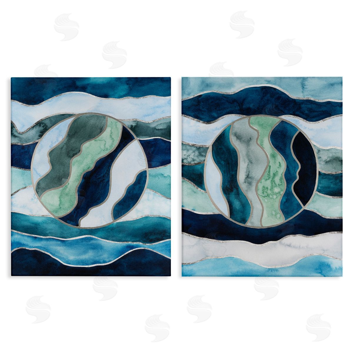 Nautical Stained Glass Style Abstract Canvas Wall Art, Home Decor by Grace Popp