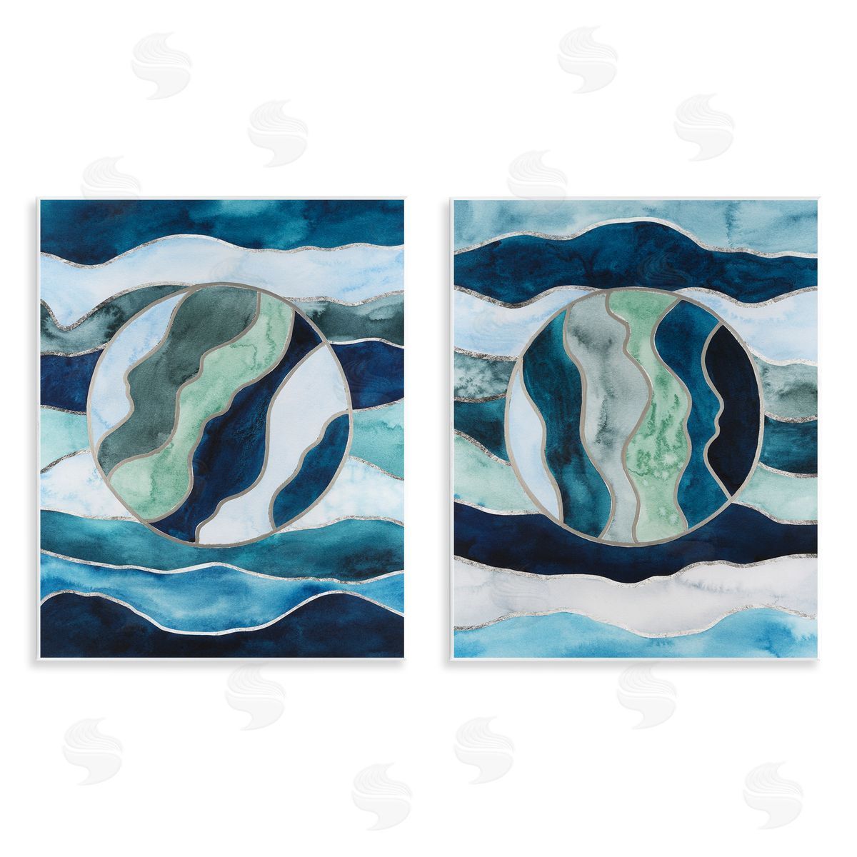 Nautical Stained Glass Style Abstract Wood Plaque Wall Art, Home Decor by Grace Popp