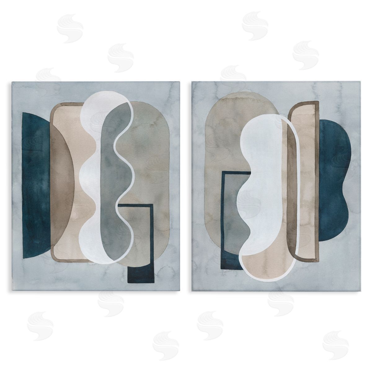 Wavy Retro Contemporary Canvas Wall Art, Home Decor by Grace Popp