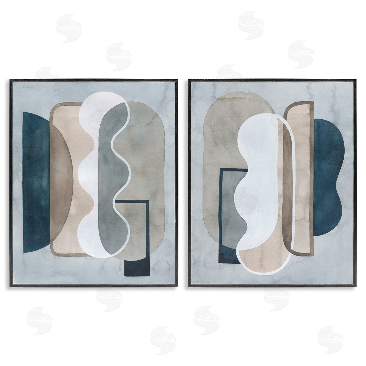 Wavy Retro Contemporary Black Frame Print Wall Art, Home Decor by Grace Popp