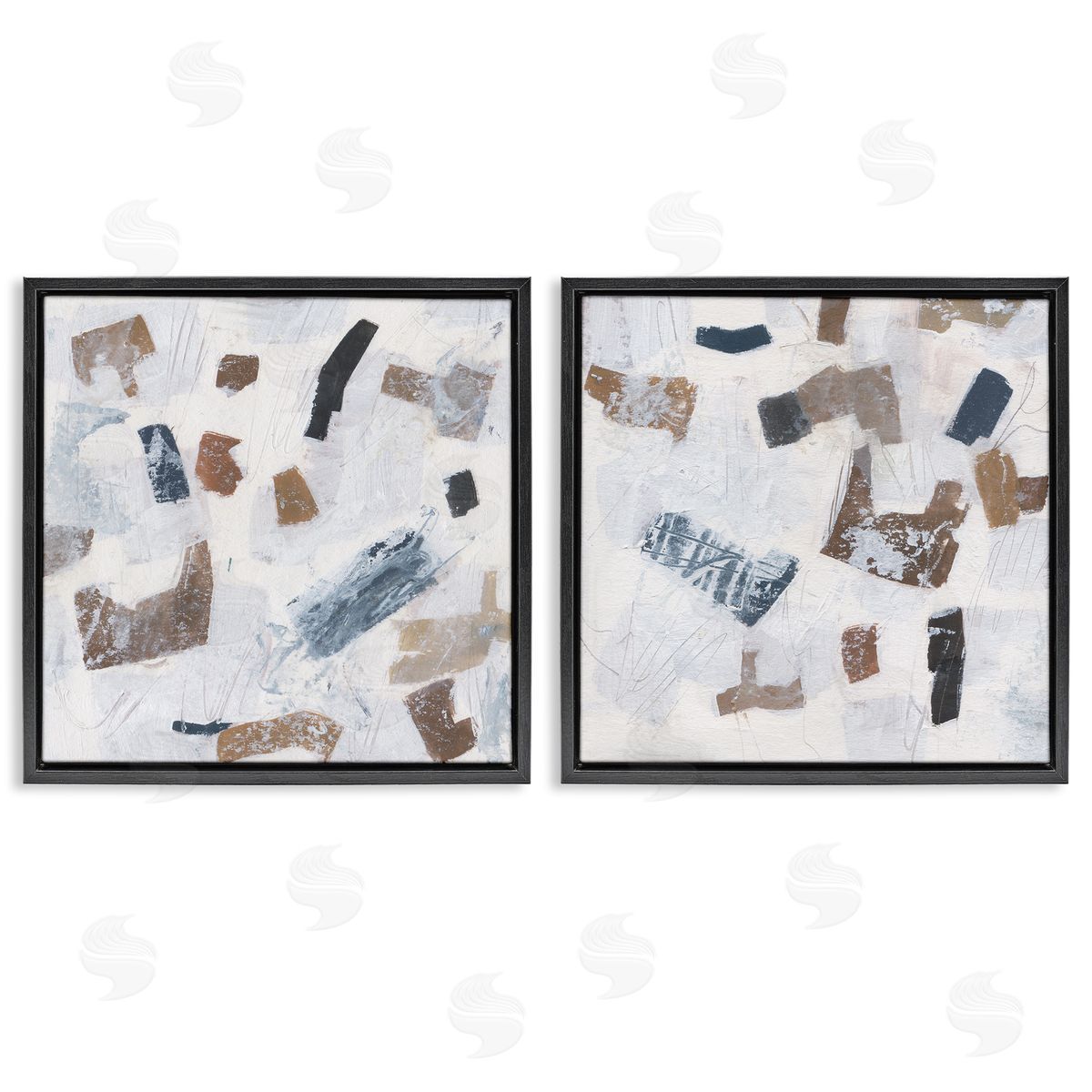 Scattered Neutral Shapes Black Floating Frame Canvas Wall Art, Home Decor by Melissa Wang