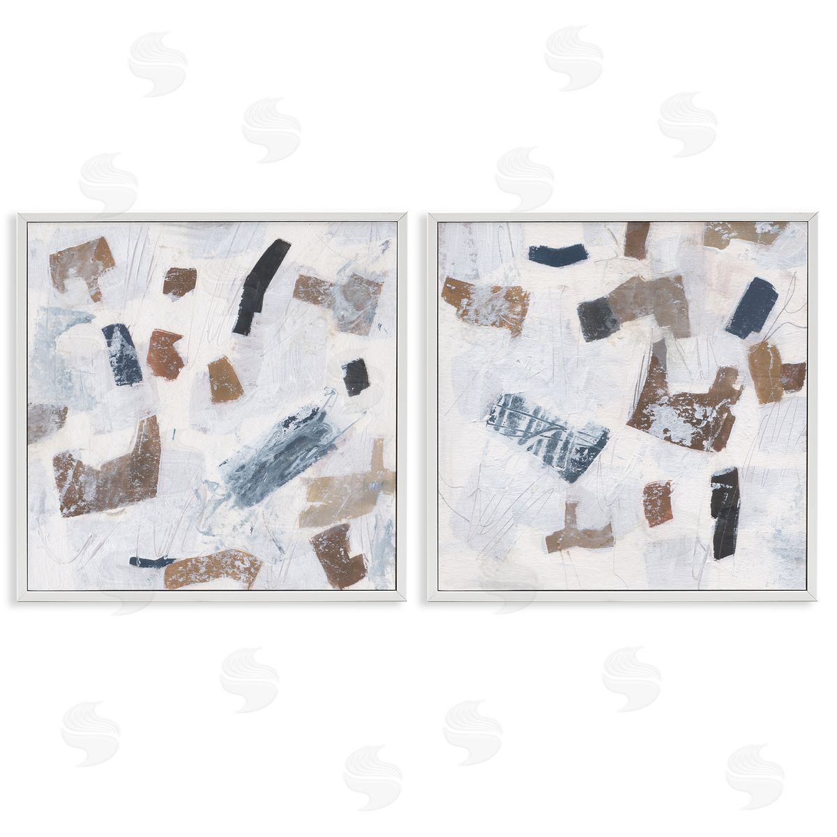 Scattered Neutral Shapes White Frame Print Wall Art, Home Decor by Melissa Wang