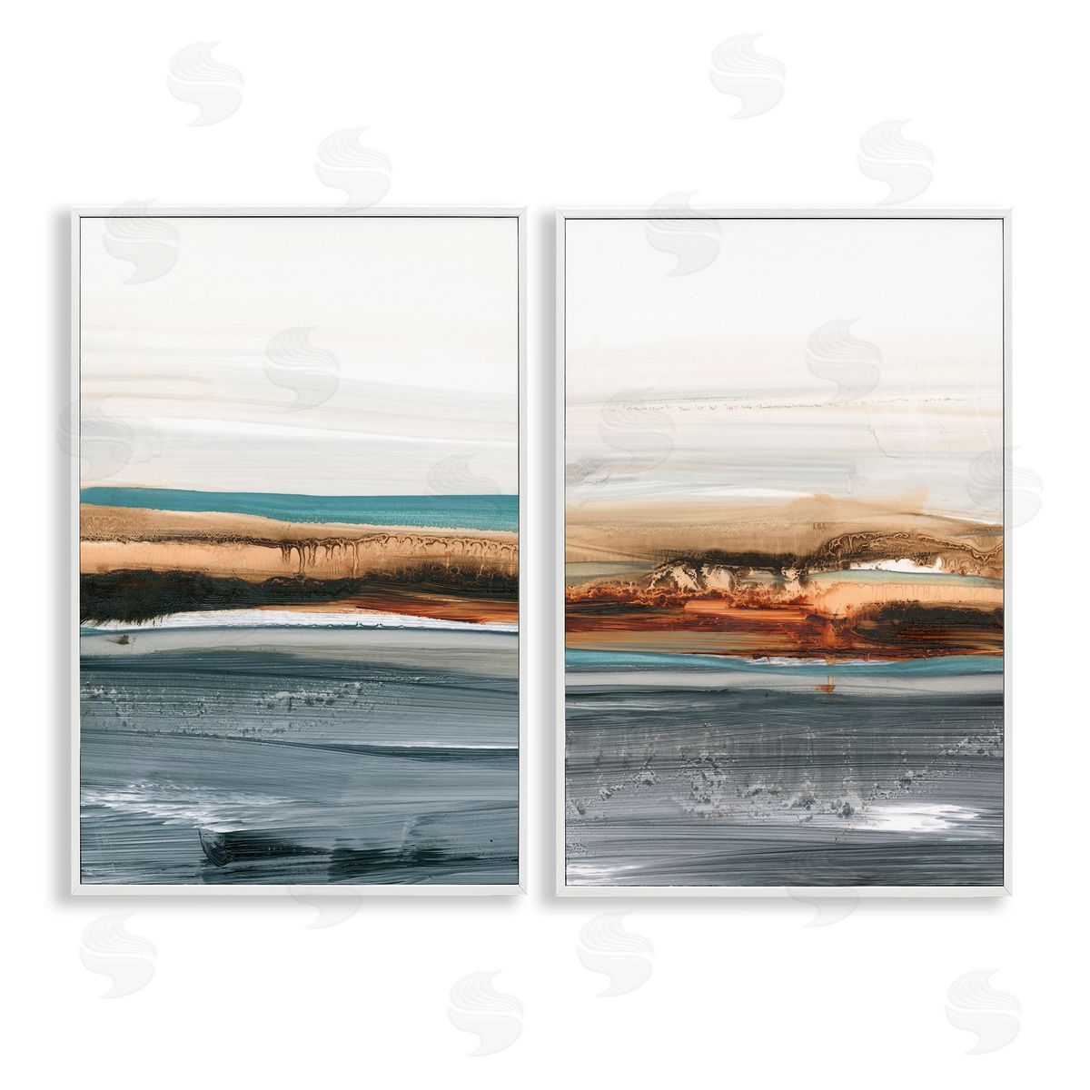 Coastal Beach Impression White Frame Print Wall Art, Home Decor by Ethan Harper
