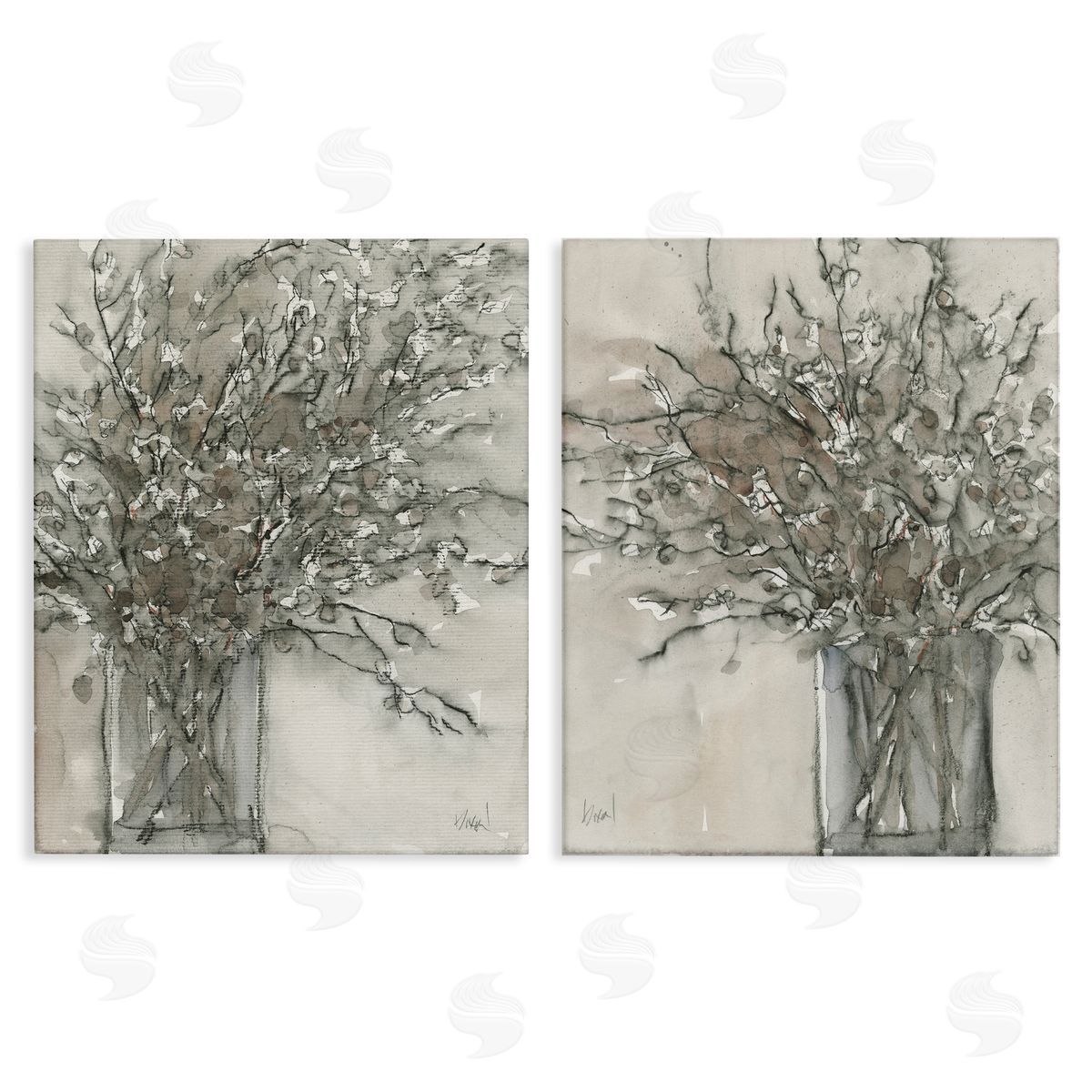 Charcoal Sketched Vase Canvas Wall Art, Home Decor by Samuel Dixon