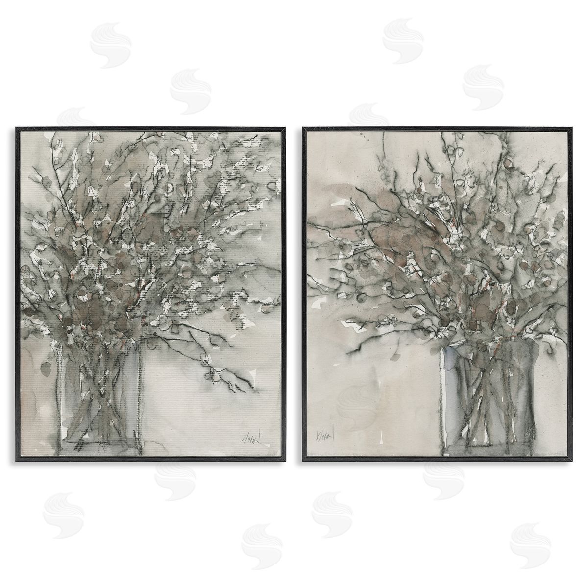 Charcoal Sketched Vase Black Frame Print Wall Art, Home Decor by Samuel Dixon