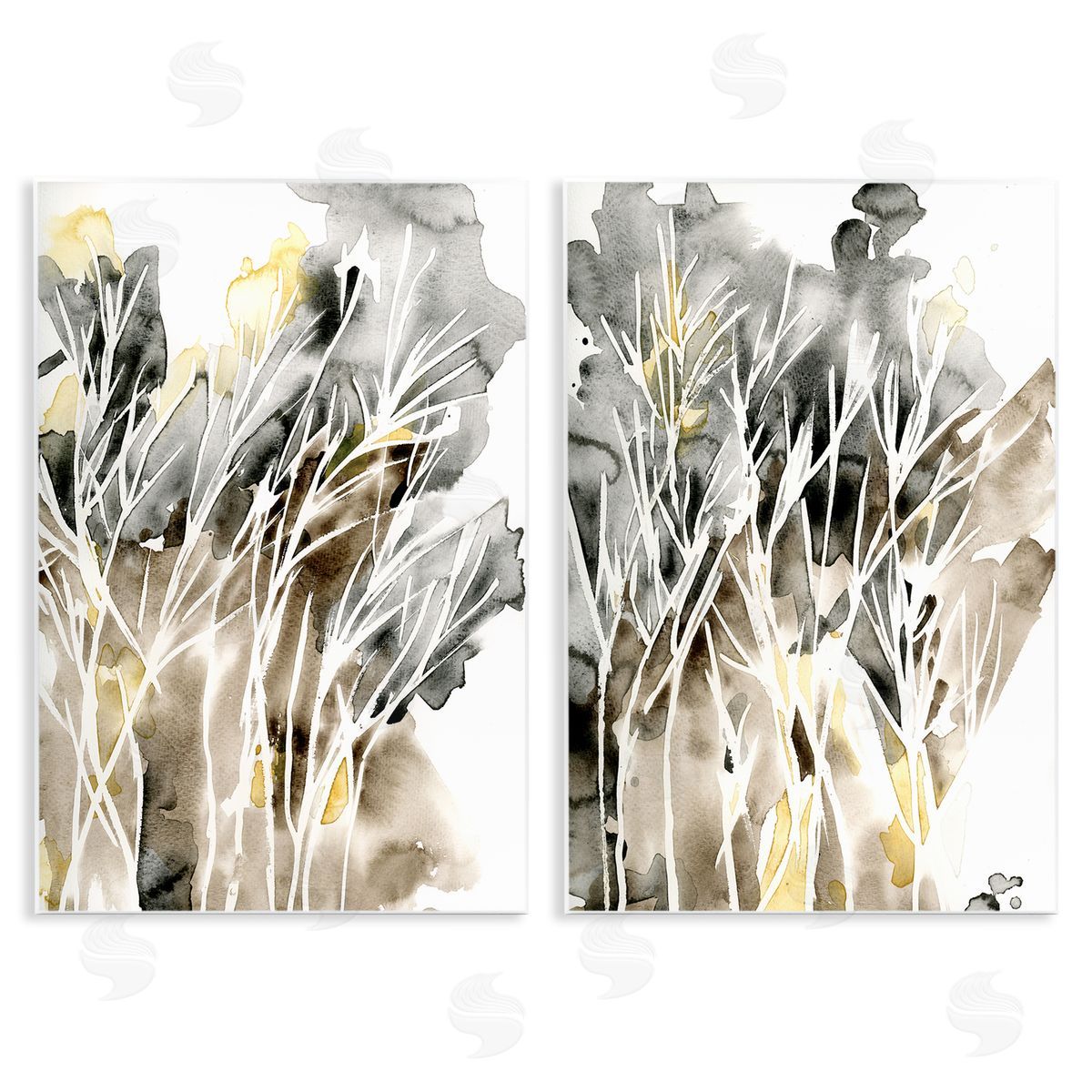 Watercolor Splash with Tendrils Wood Plaque Wall Art, Home Decor by Regina Moore