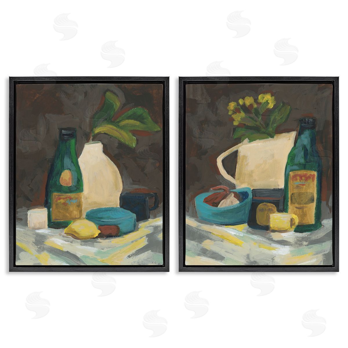 Mixed Sundries Still Life Black Floating Frame Canvas Wall Art, Home Decor by June Erica Vess
