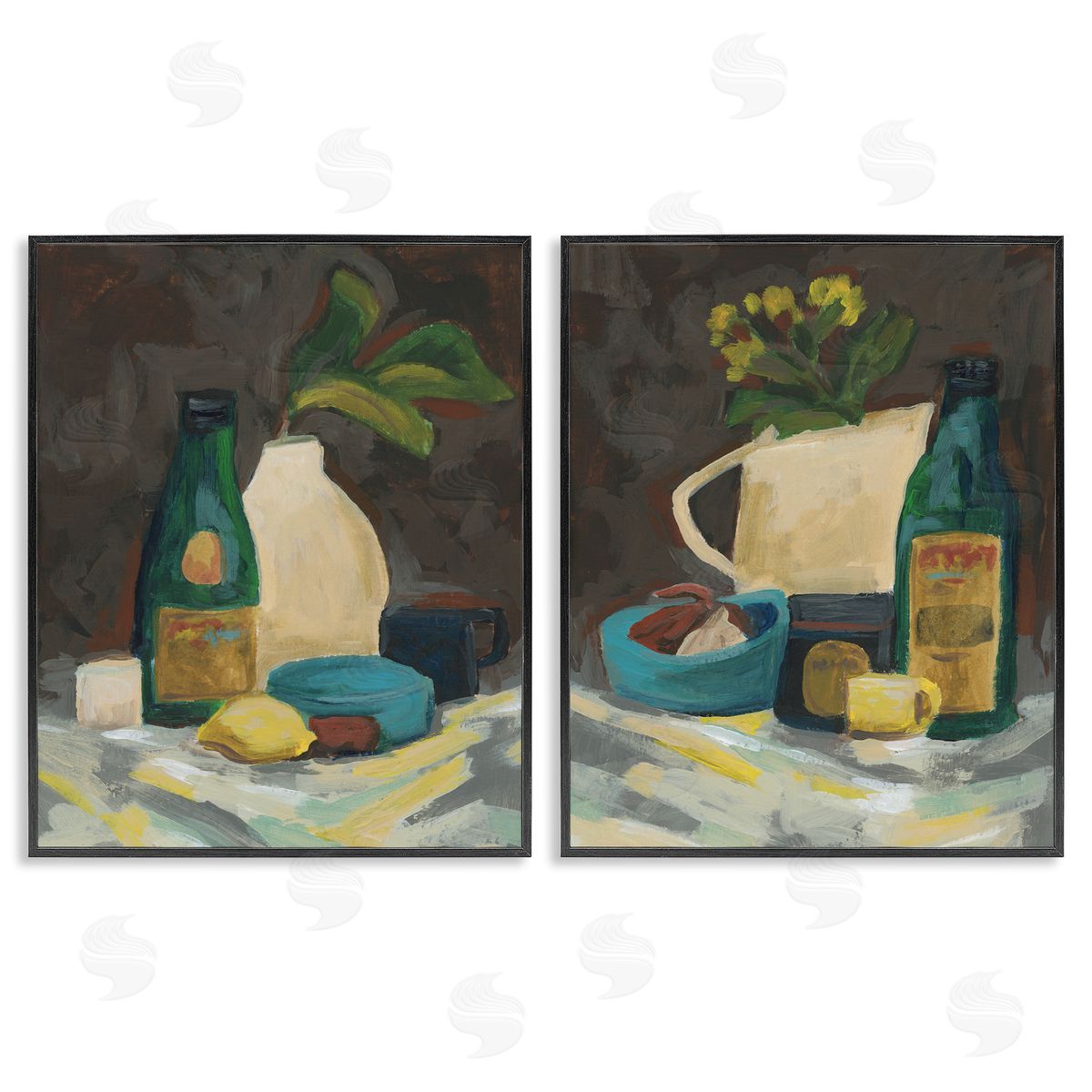 Mixed Sundries Still Life Black Frame Print Wall Art, Home Decor by June Erica Vess