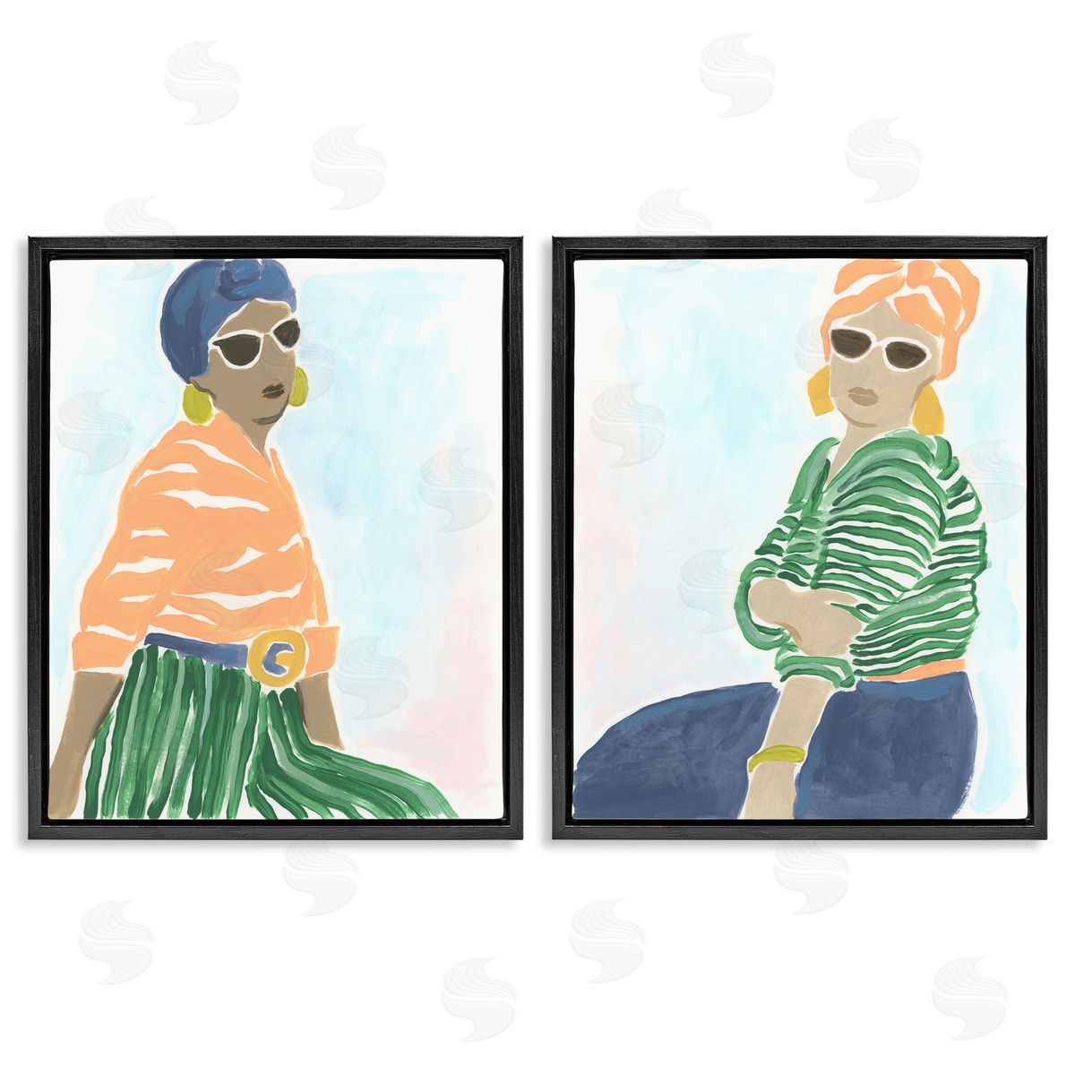 Trendy Summer Style Women Black Floating Frame Canvas Wall Art, Home Decor by June Erica Vess