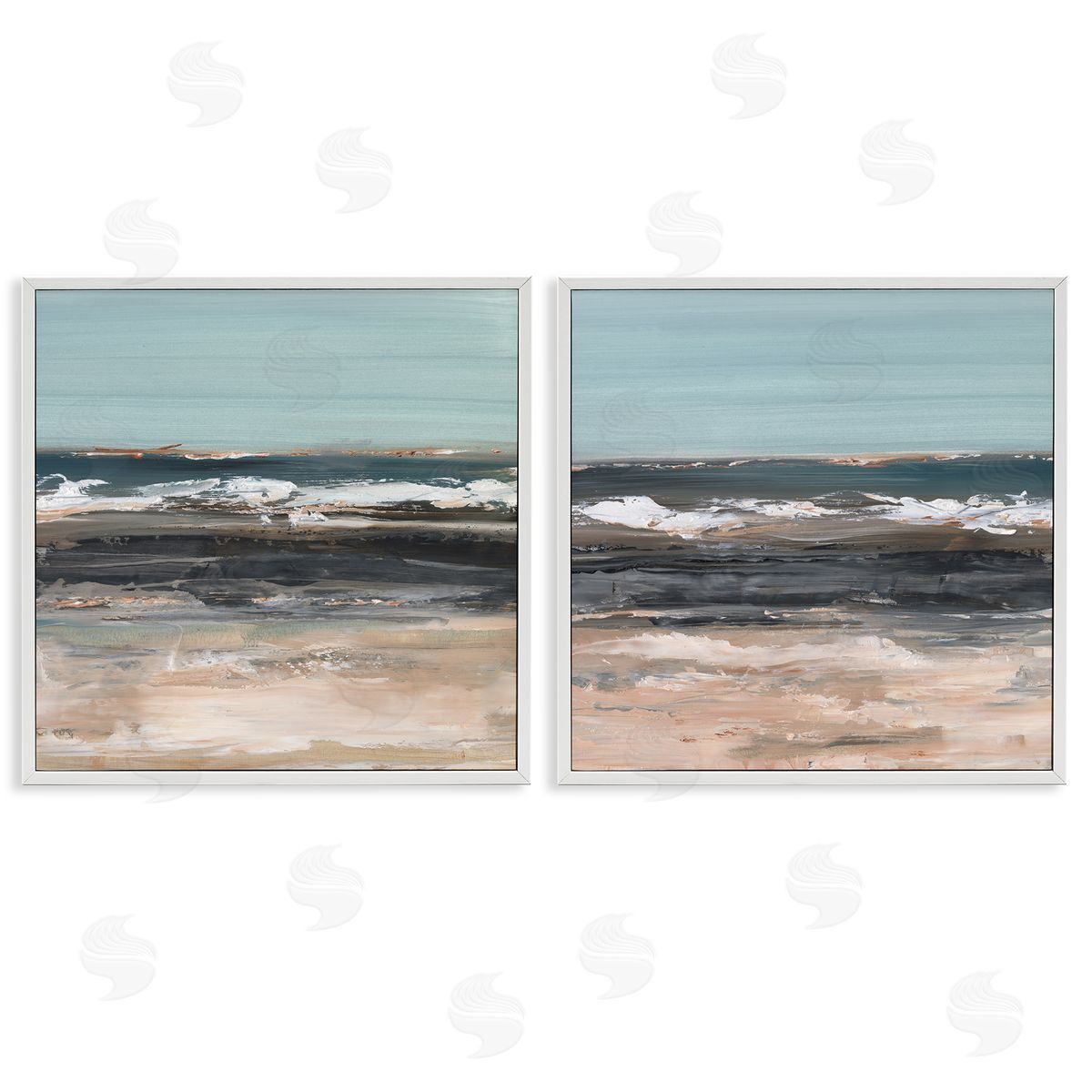 Summer Waves Abstract White Frame Print Wall Art, Home Decor by Ethan Harper