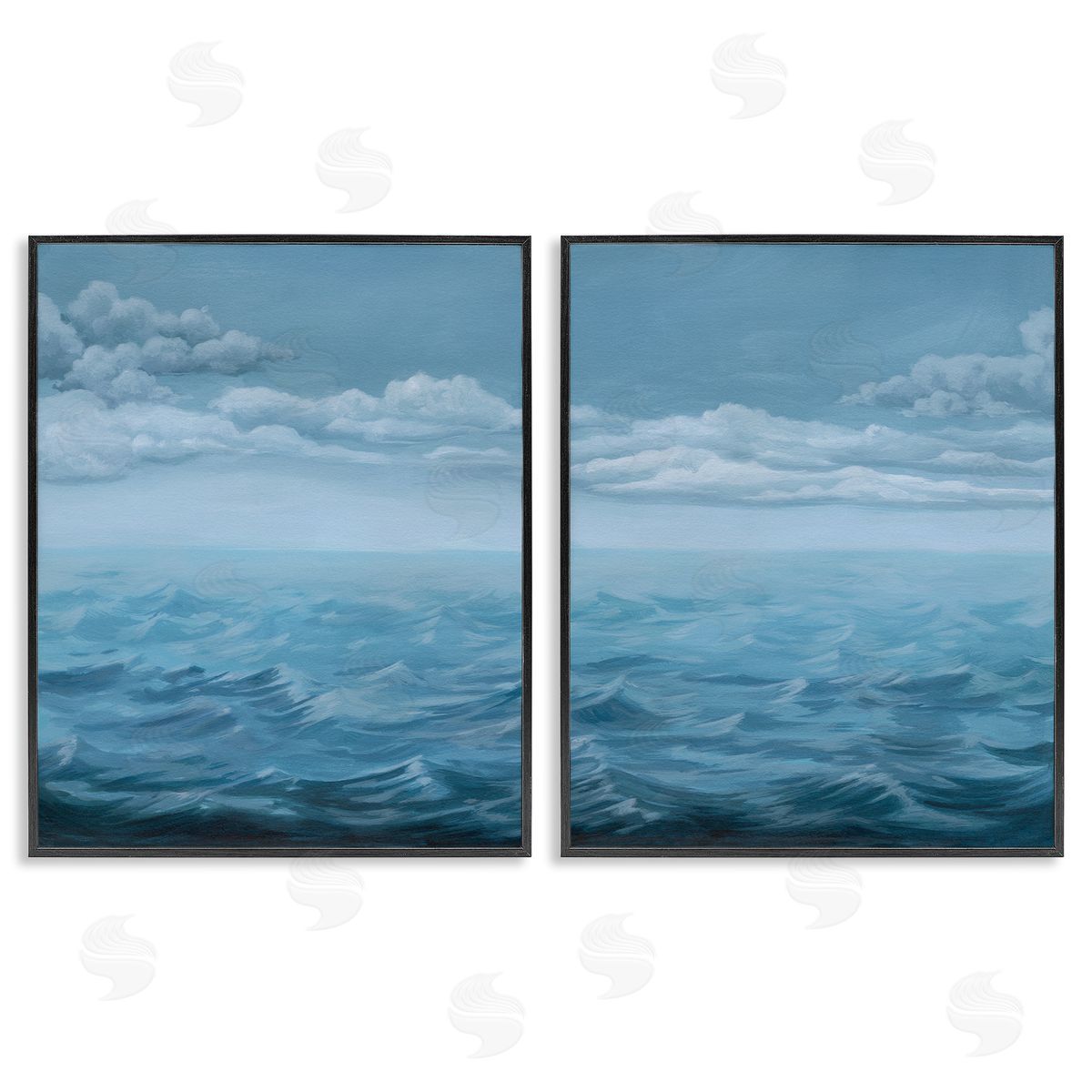 Clouds over Rough Sea Waves Black Frame Print Wall Art, Home Decor by Grace Popp