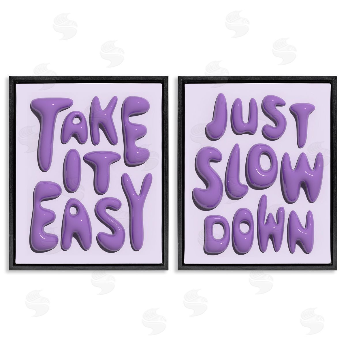 Slow Down Take It Easy Black Floating Frame Canvas Wall Art, Home Decor by Victoria Barnes