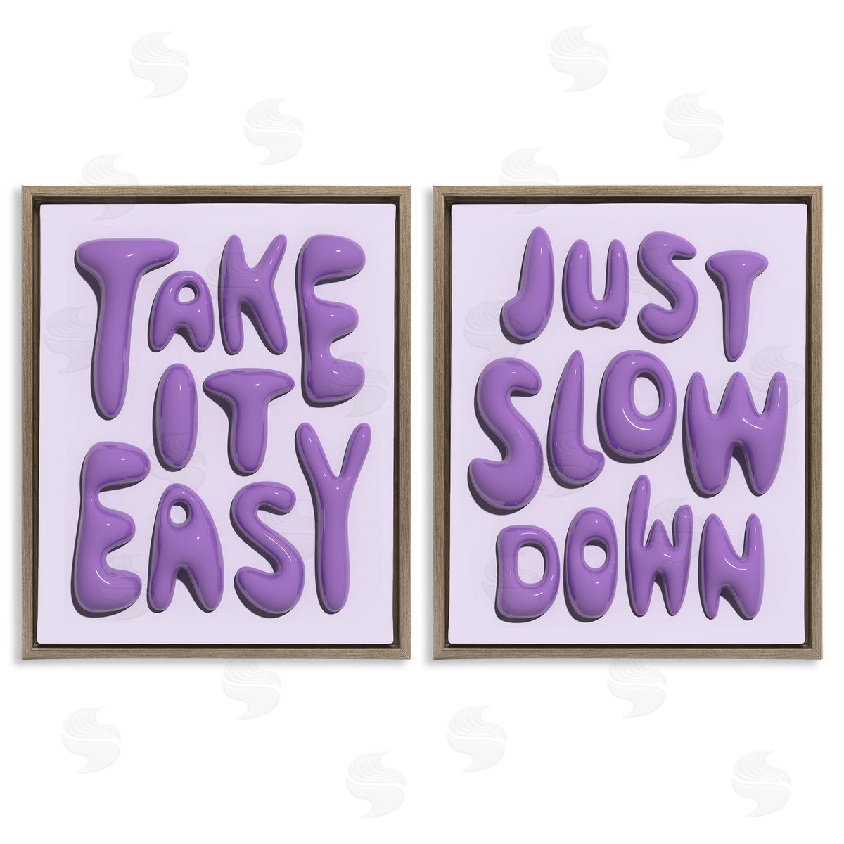 Slow Down Take It Easy Brown Floating Frame Canvas Wall Art, Home Decor by Victoria Barnes