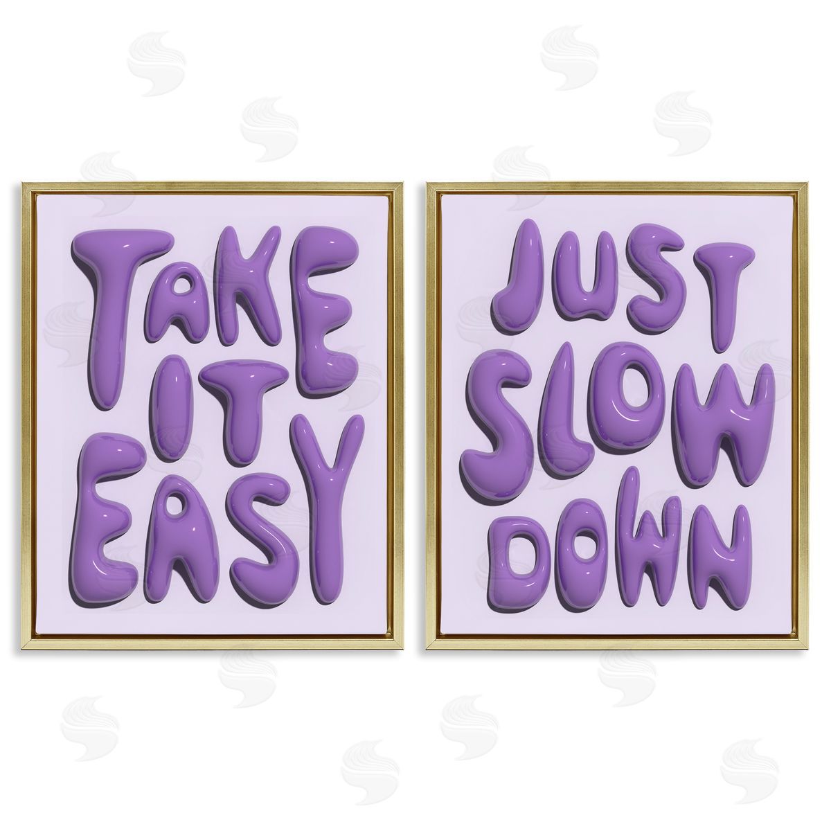 Slow Down Take It Easy Gold Floating Frame Canvas Wall Art, Home Decor by Victoria Barnes