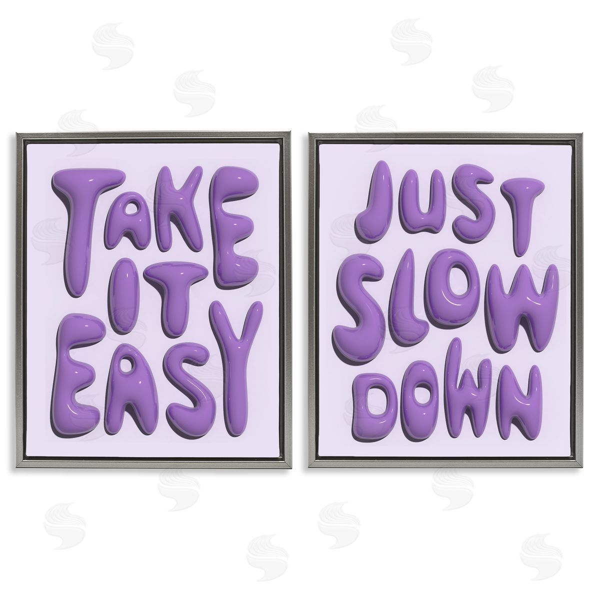 Slow Down Take It Easy Grey Floating Frame Canvas Wall Art, Home Decor by Victoria Barnes