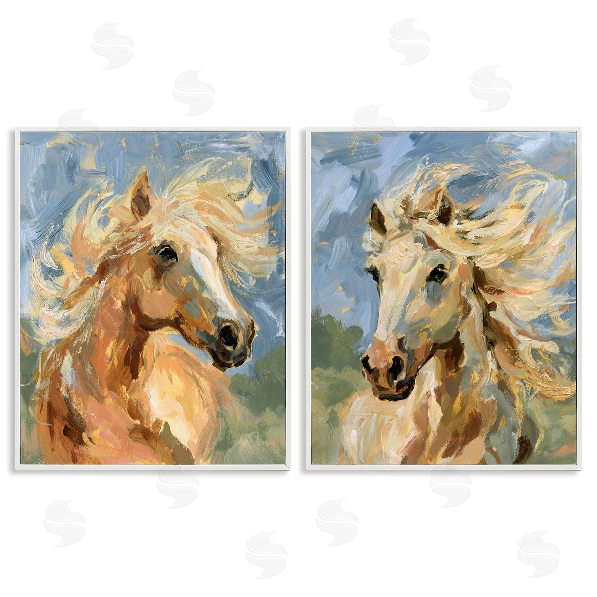 Windblown Manes Horses White Frame Print Wall Art, Home Decor by Victoria Barnes