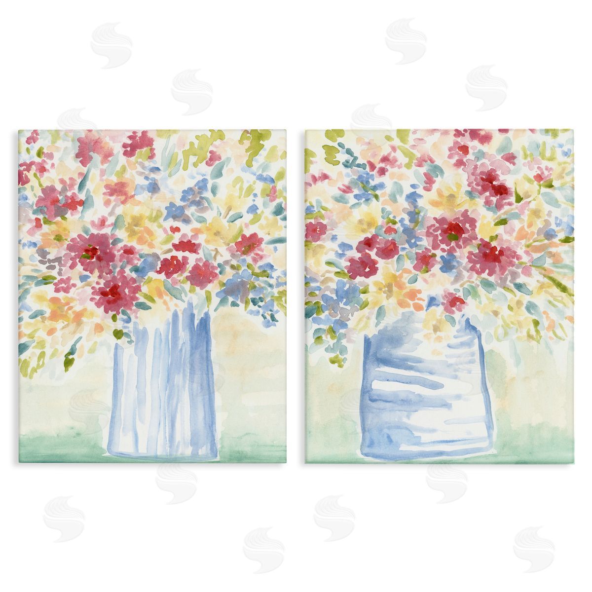 Soft Speckled Flower Vases Canvas Wall Art, Home Decor by June Erica Vess