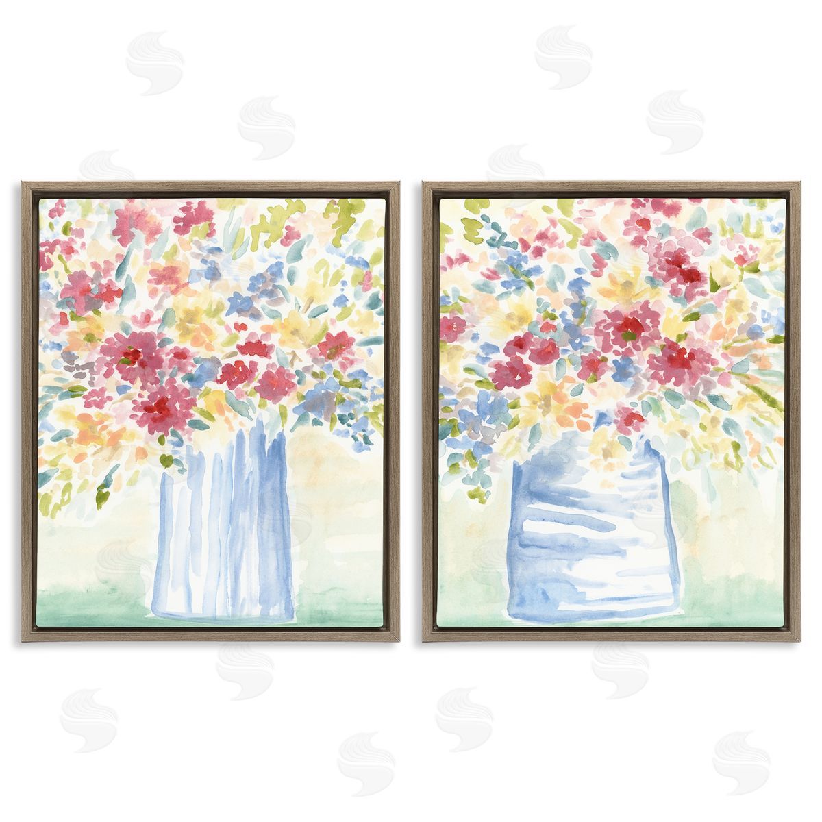 Soft Speckled Flower Vases Brown Floating Frame Canvas Wall Art, Home Decor by June Erica Vess