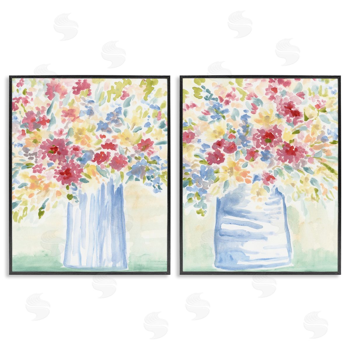 Soft Speckled Flower Vases Black Frame Print Wall Art, Home Decor by June Erica Vess