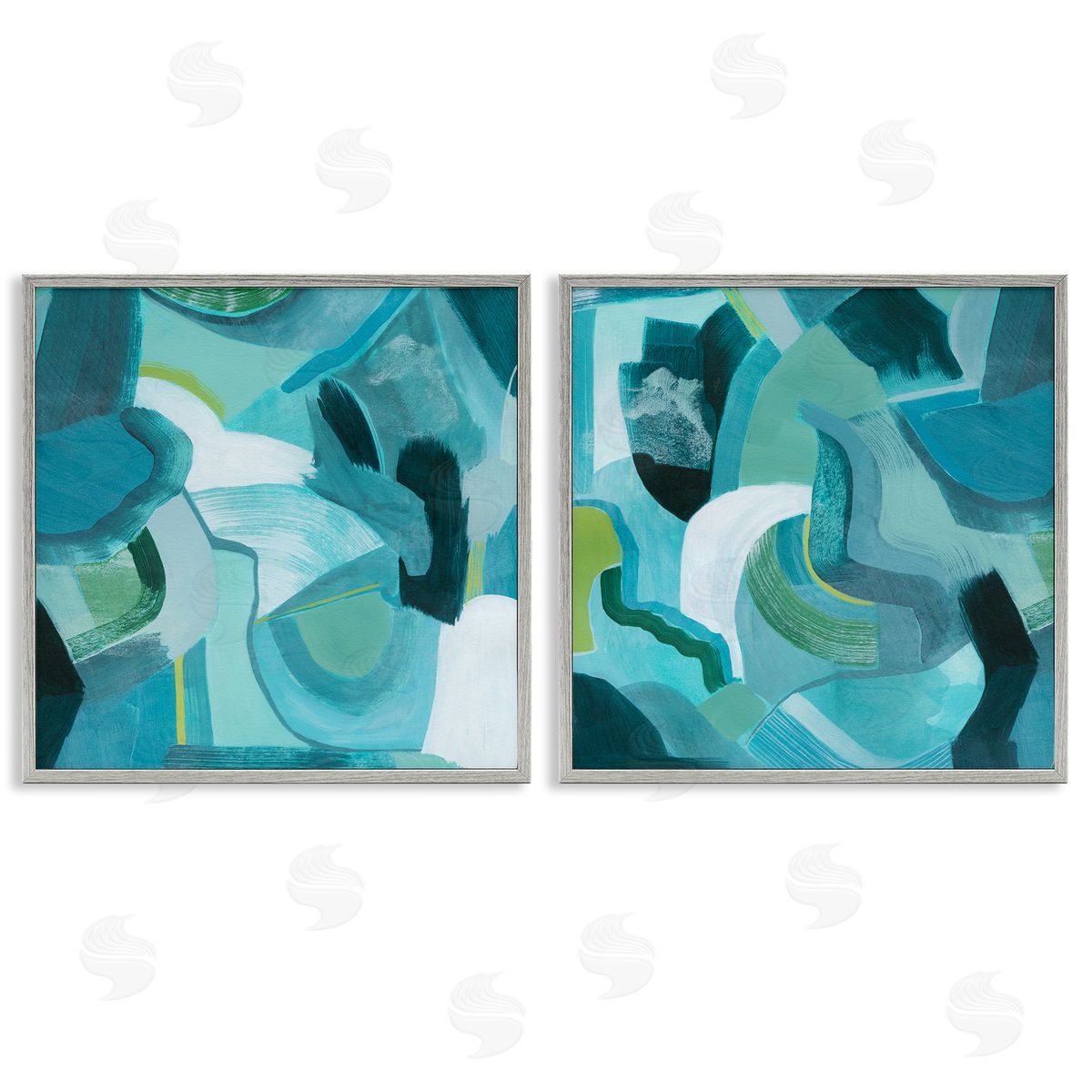 Energetic Blue Patterns Grey Frame Print Wall Art, Home Decor by Grace Popp