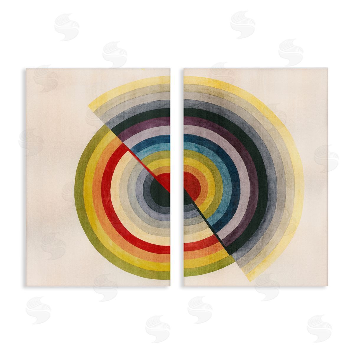Fading Round Split Circles Canvas Wall Art, Home Decor by Grace Popp