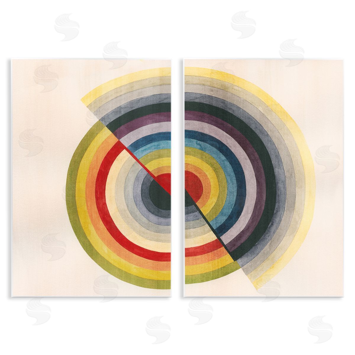 Fading Round Split Circles Wood Plaque Wall Art, Home Decor by Grace Popp